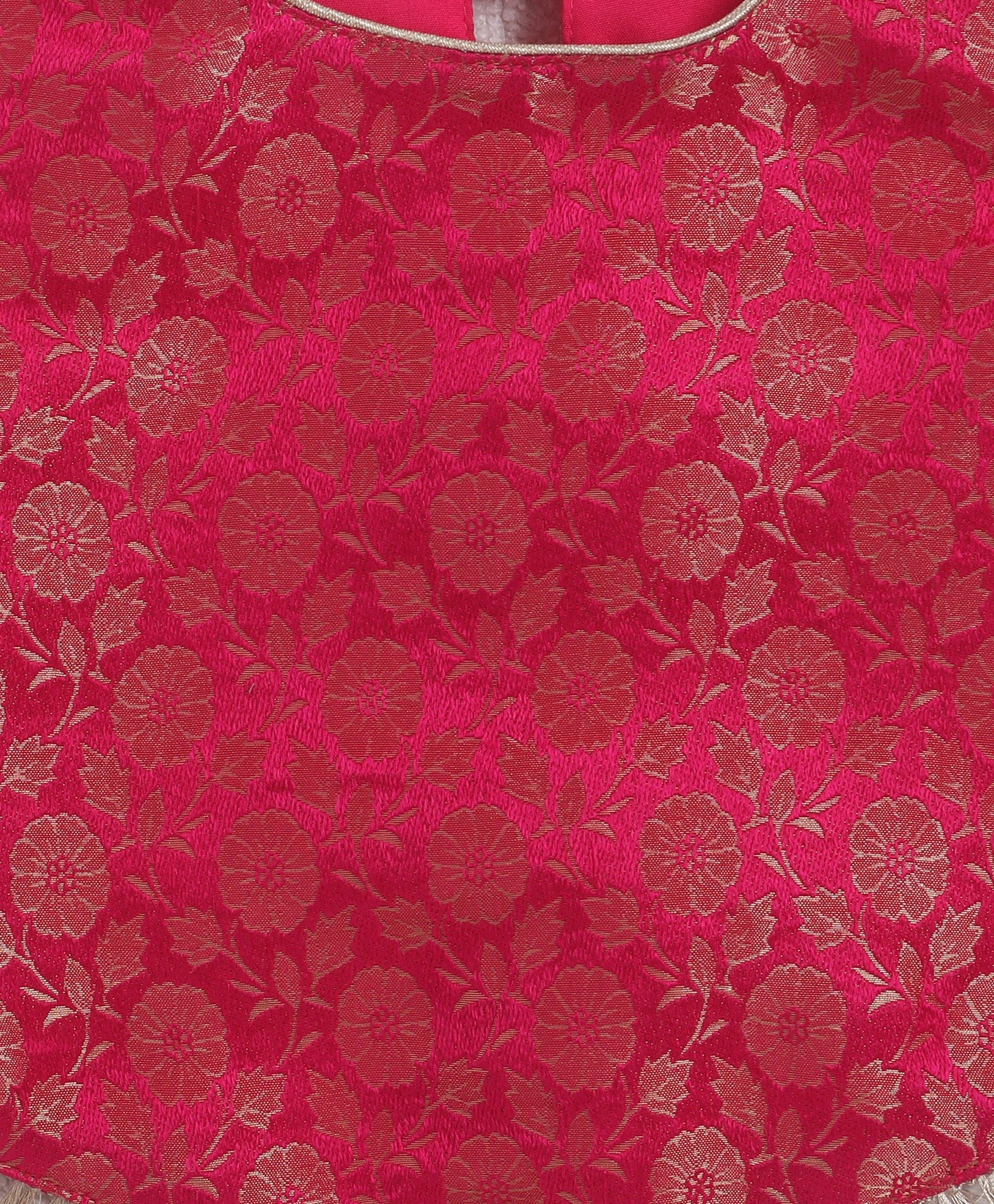 The Magic Wand Jacquard Sleeveless Floral Designed Top With Organza Palazzo - Fuchsia