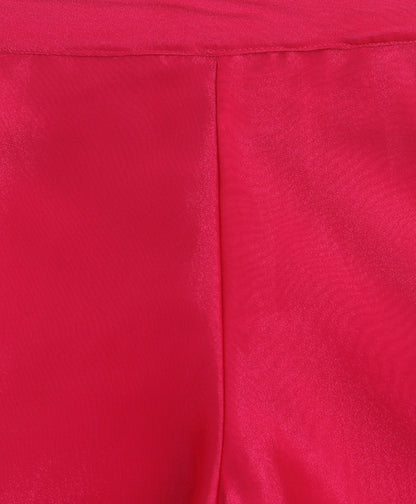 The Magic Wand Jacquard Sleeveless Floral Designed Top With Organza Palazzo - Fuchsia