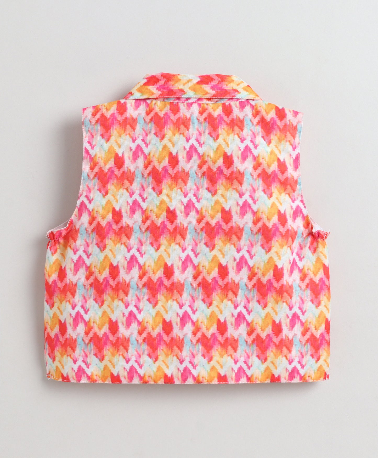 The Magic Wand Woven Sleeveless Printed Waistcoat Top And Tiered Skirt Set - Multi Color