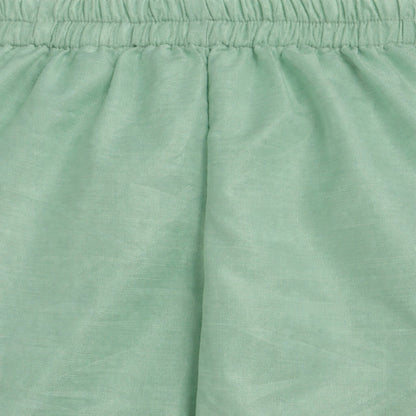 The Magic Wand Woven Shoulder Tie-Up Laced Stripe Kurti And Pant Set With Dupatta - Green