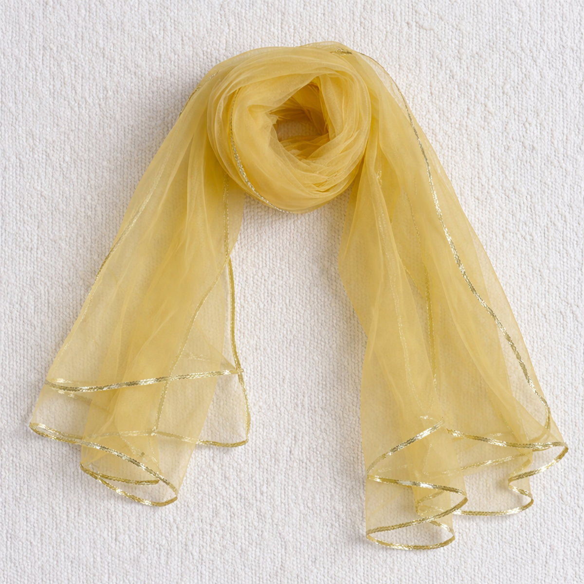 The Magic Wand Woven Shoulder Tie-Up Laced Stripe Kurti And Pant Set With Dupatta - Yellow