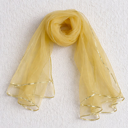 The Magic Wand Woven Shoulder Tie-Up Laced Stripe Kurti And Pant Set With Dupatta - Yellow
