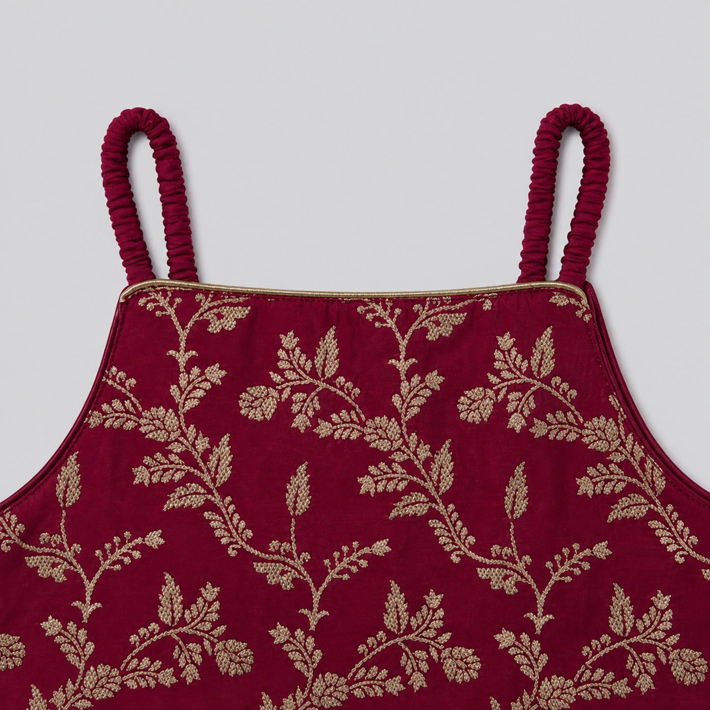 The Magic Wand Woven Strappy Leaf Printed Laced Lehenga Choli Set - Fuchsia