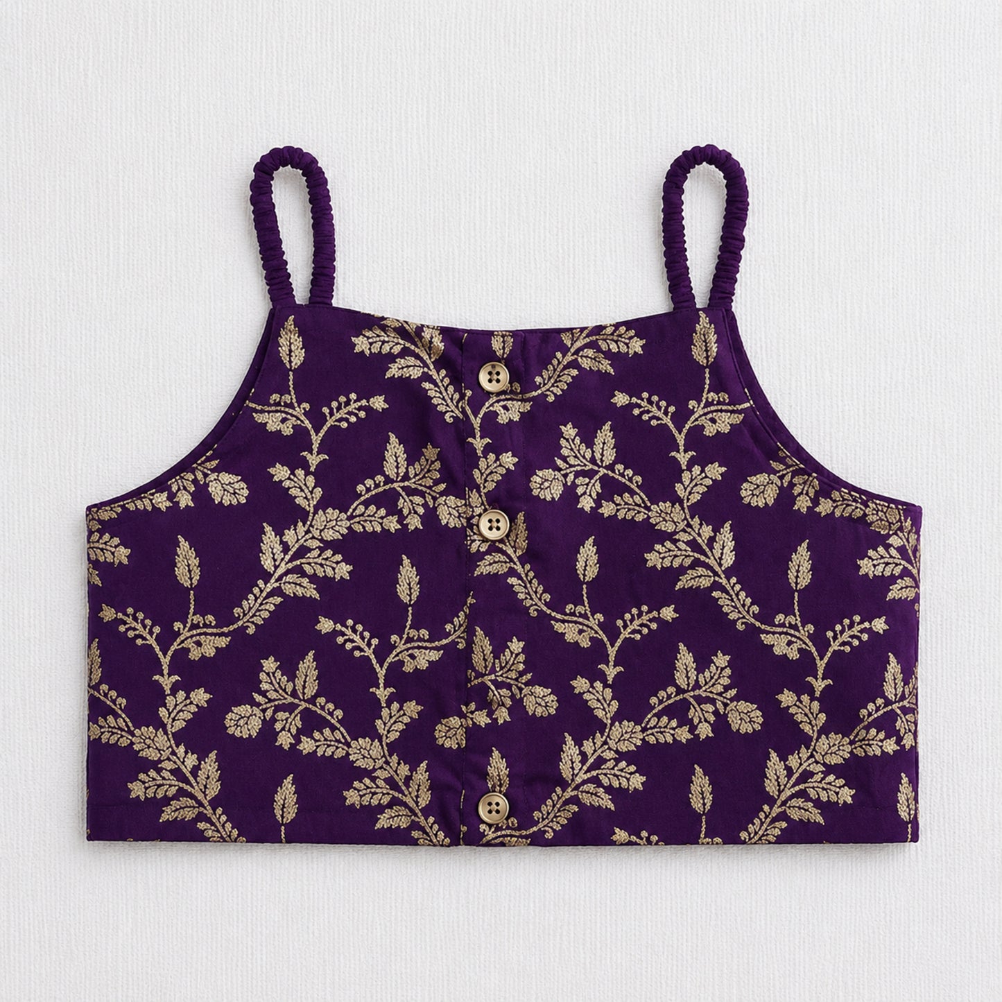 The Magic Wand Woven Strappy Leaf Printed Laced Lehenga Choli Set - Purple