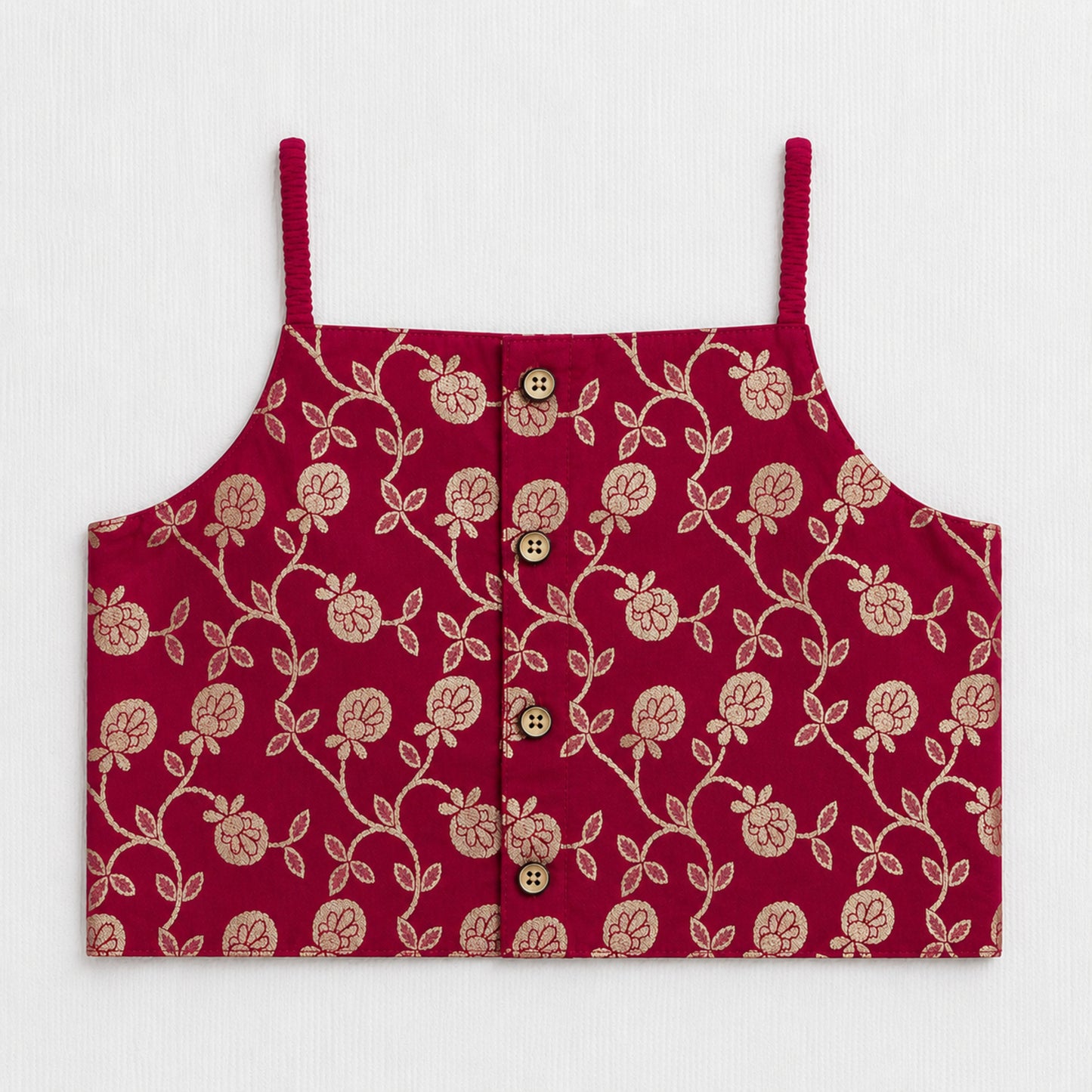 The Magic Wand Woven Strappy Buti Printed Laced Lehenga Choli Set - Fuchsia