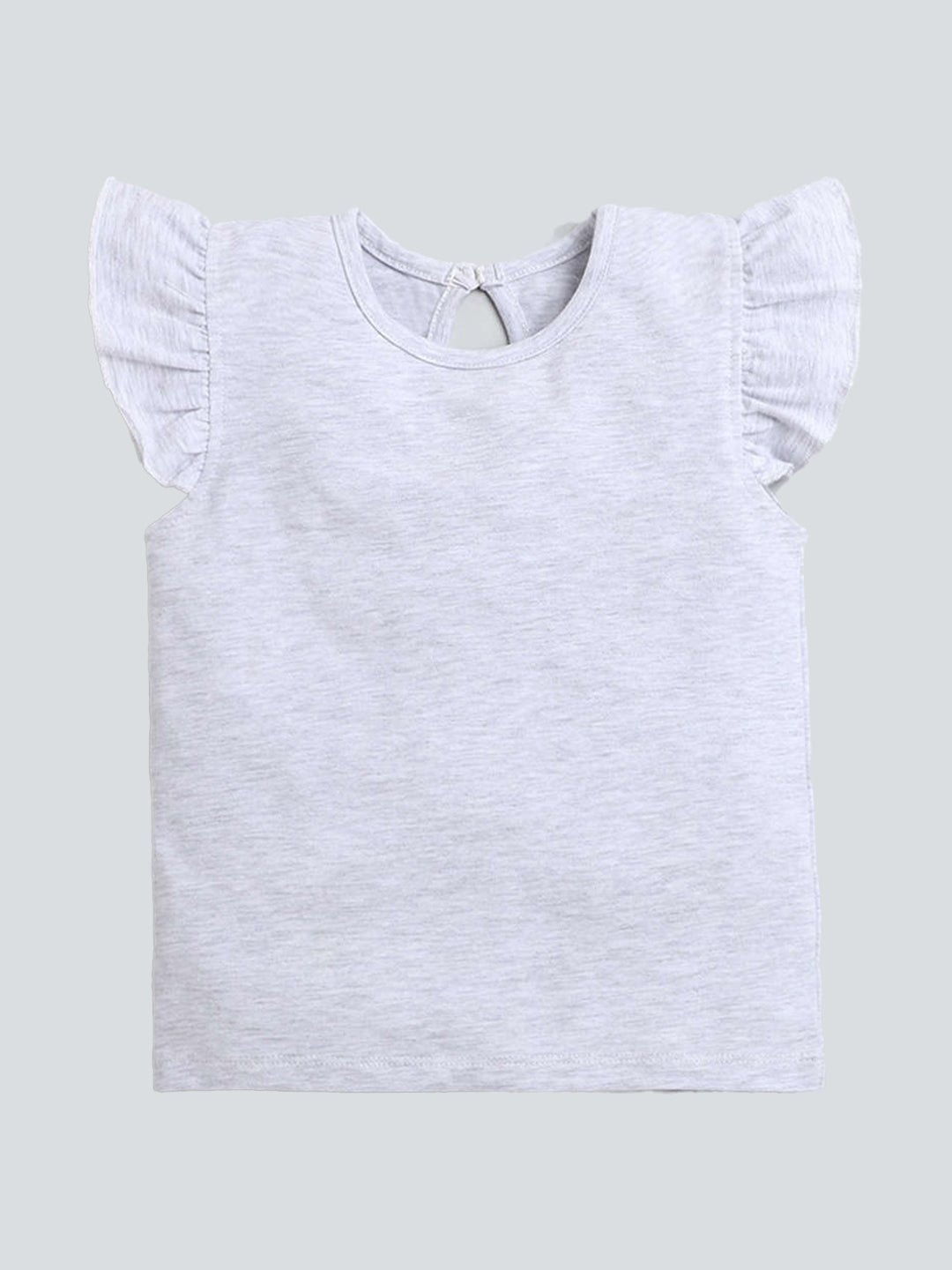 Cap Frill Sleeves Solid Top With Paisley Printed Pants - Grey & Red