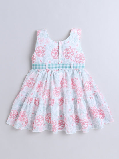 The Magic Wand Sleeveless Floral Printed Dress With Cap Sleeve Jacket - Peach