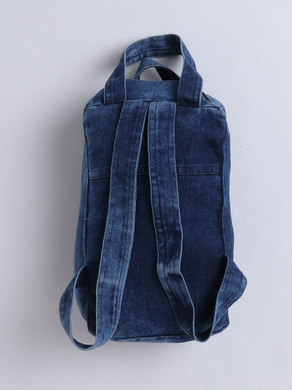 The Magic Wand Girls Print Dungaree With T-Shirt and Bag - Blue