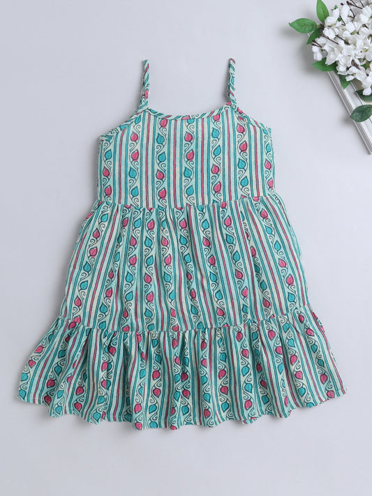 The Magic Wand Sleeveless Cotton Floral Printed Dress - Green