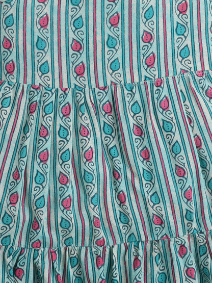 The Magic Wand Sleeveless Cotton Floral Printed Dress - Green