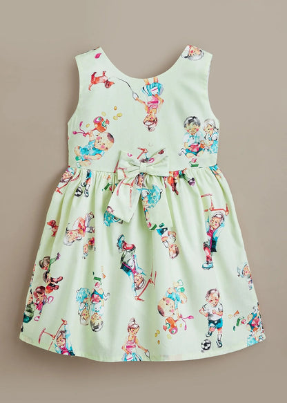 The Magic Wand Cotton Woven Floral Printed Fit And Flared Dress - Mint Green