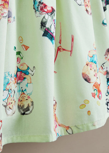 The Magic Wand Cotton Woven Floral Printed Fit And Flared Dress - Mint Green