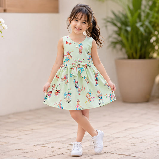 The Magic Wand Cotton Woven Floral Printed Fit And Flared Dress - Mint Green