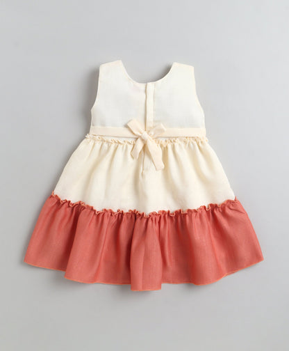 The Magic Wand Woven Sleeveless Tiered Dress With Bow Applique - Rust Orange