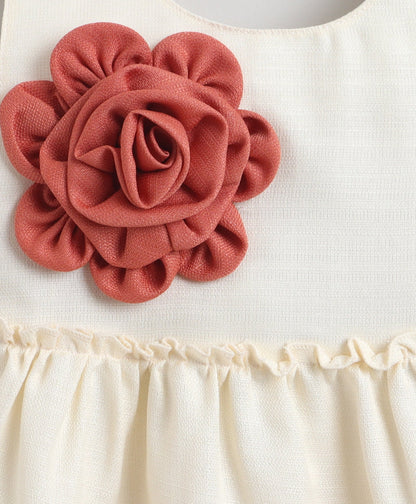 The Magic Wand Woven Sleeveless Tiered Dress With Bow Applique - Rust Orange