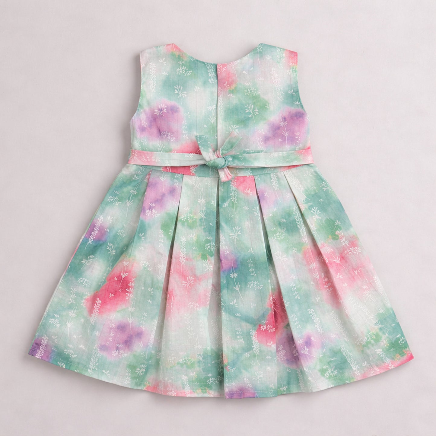 The Magic Wand Woven Sleeveless Watercolour Tie & Dye Floral Printed Dress - Multi Color