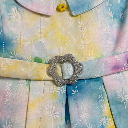 The Magic Wand Woven Sleeveless Watercolour Tie & Dye Floral Printed Dress - Blue