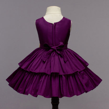Kids Purple Applique Dress