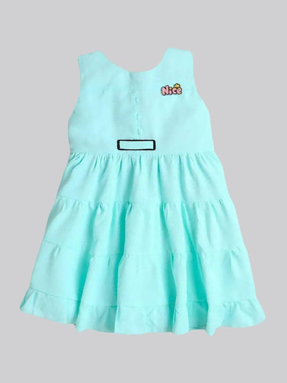 Sleeveless Tiered Georgette Dress with Brooch-Mint