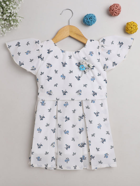 The Magic Wand Cap Sleeves Floral Printed Dress White