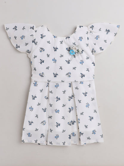 The Magic Wand Cap Sleeves Floral Printed Dress White