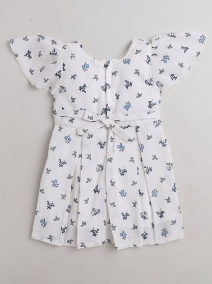 The Magic Wand Cap Sleeves Floral Printed Dress White