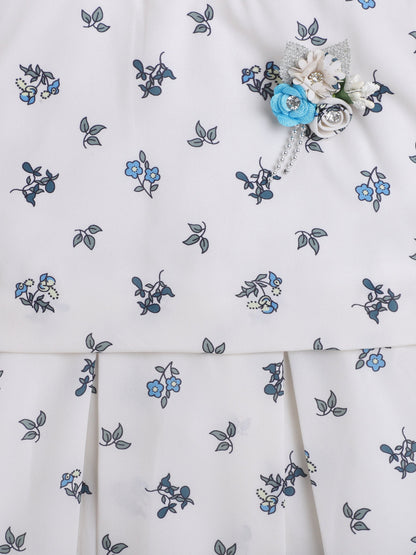 The Magic Wand Cap Sleeves Floral Printed Dress White