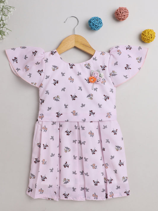 The Magic Wand Cap Sleeves Floral Printed Dress- Pink