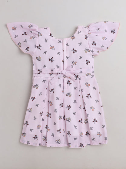 The Magic Wand Cap Sleeves Floral Printed Dress- Pink