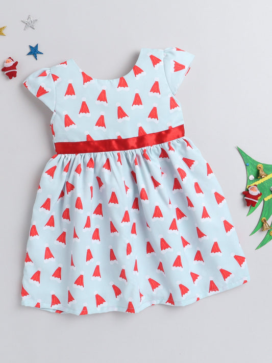 The Magic Wand All Over Printed Half Sleeves Fit & Flare Dress - Red