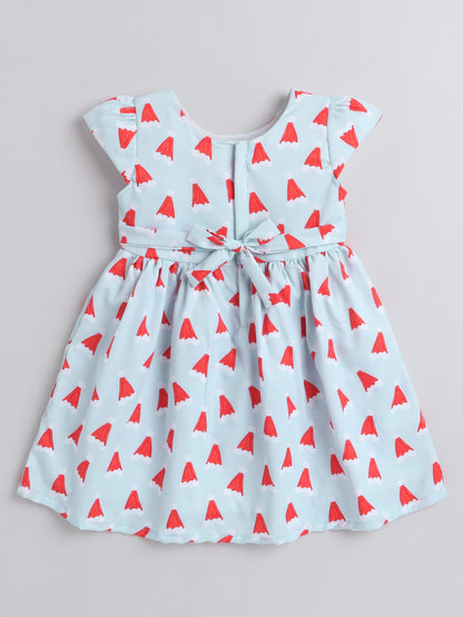 The Magic Wand All Over Printed Half Sleeves Fit & Flare Dress - Red