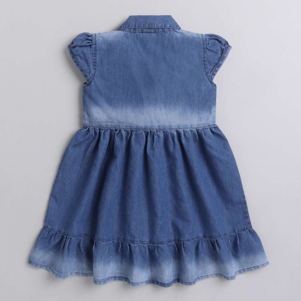 The Magic Wand Cotton Woven Flutter Sleeves Fit And Flare Dress - Light Blue