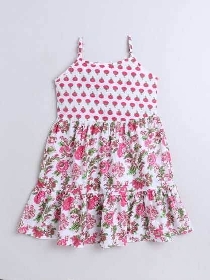 Sleeveless Floral Swirl Printed Dress -   Pink