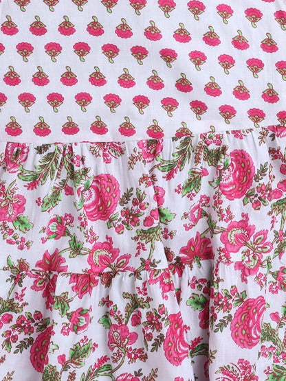 Sleeveless Floral Printed Dress - Pink