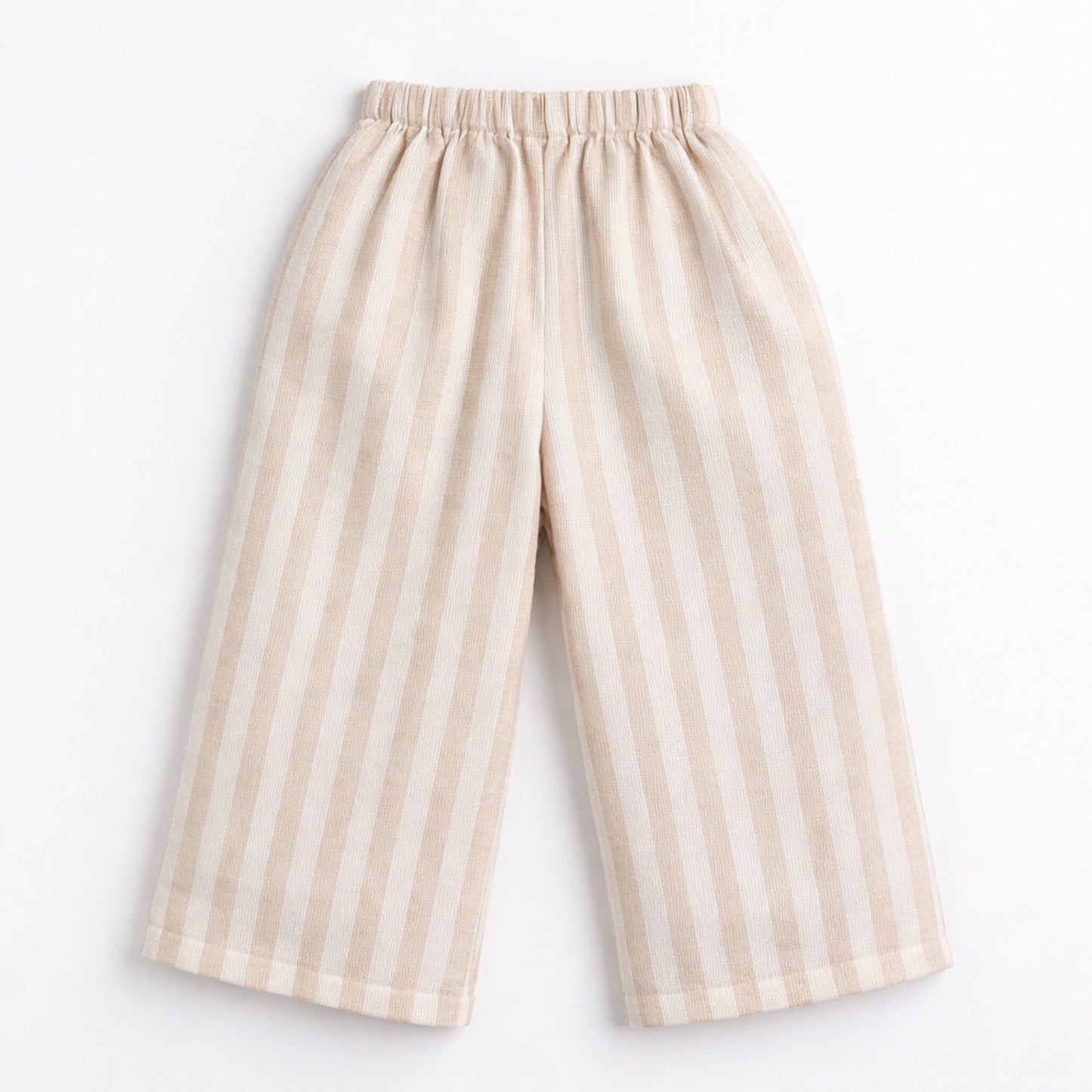 The Magic Wand Woven Sleeveless Stripes Ruffle Top And Pant Set - Beige