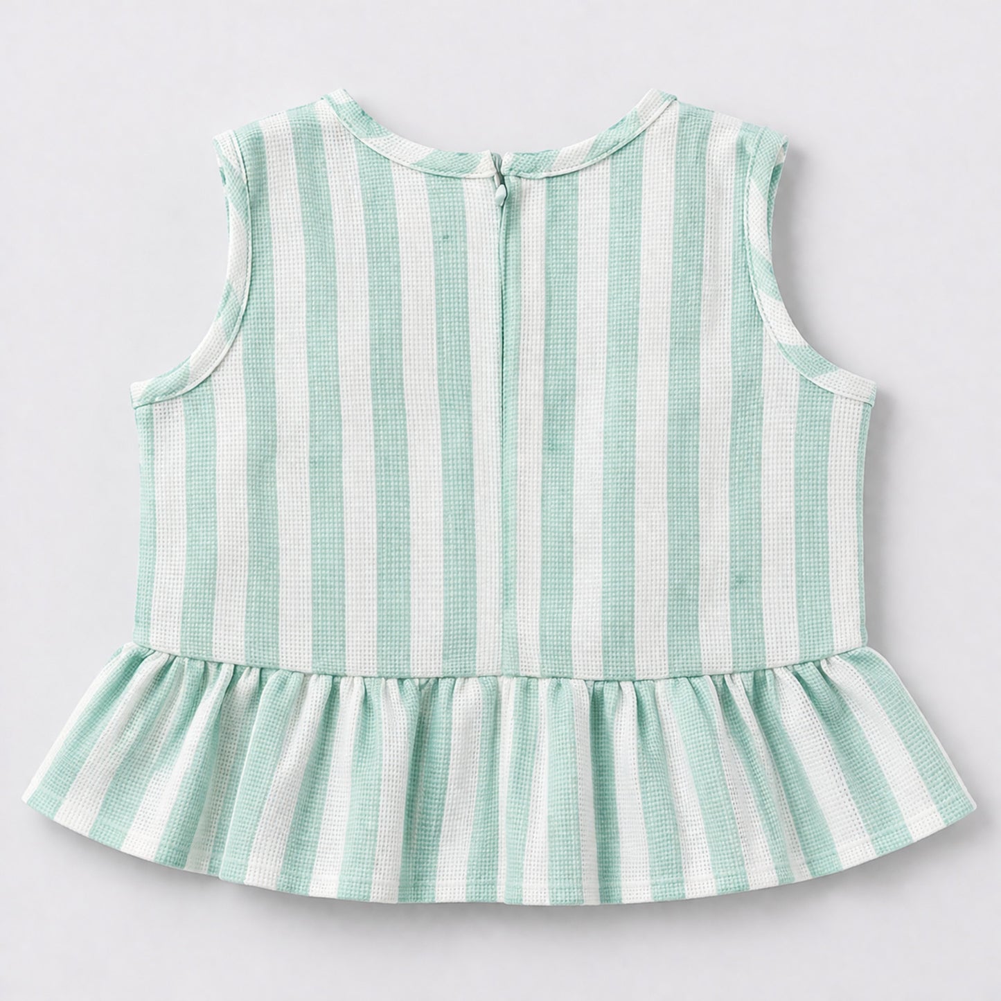 The Magic Wand Woven Sleeveless Stripes Ruffle Top And Pant Set - Mint Green