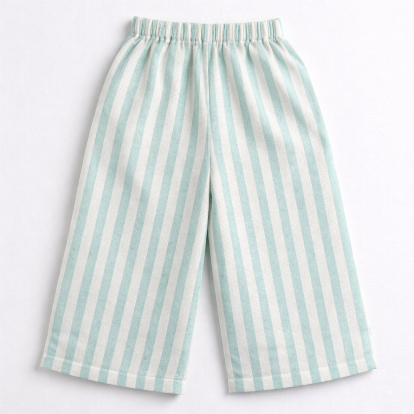 The Magic Wand Woven Sleeveless Stripes Ruffle Top And Pant Set - Mint Green
