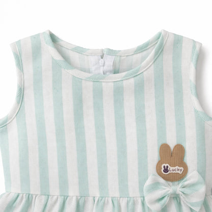 The Magic Wand Woven Sleeveless Stripes Ruffle Top And Pant Set - Mint Green