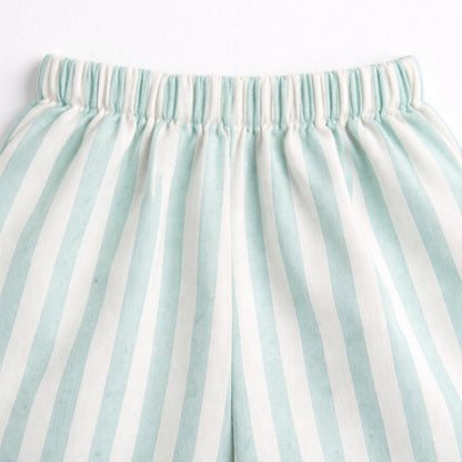 The Magic Wand Woven Sleeveless Stripes Ruffle Top And Pant Set - Mint Green
