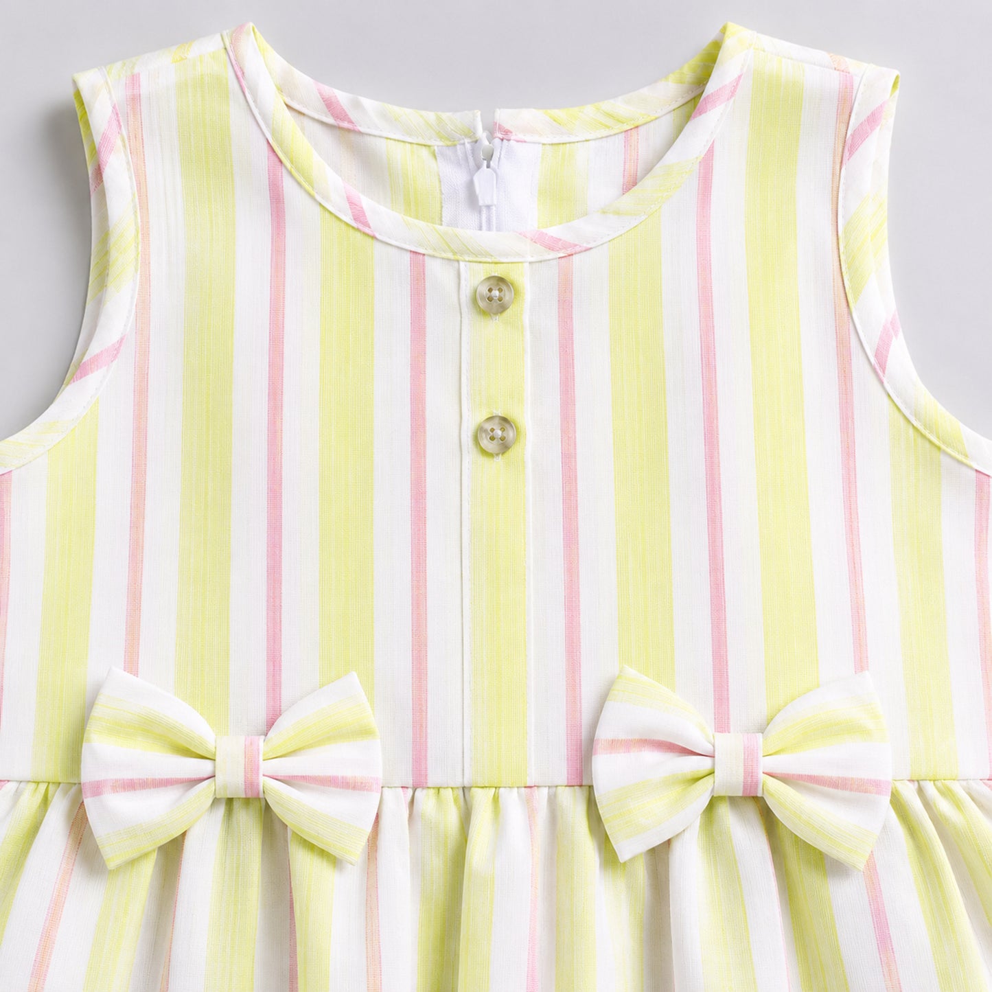The Magic Wand Woven Sleeveless Stripes Ruffle Hem Top With Bow Detail And Shorts Set -Yellow