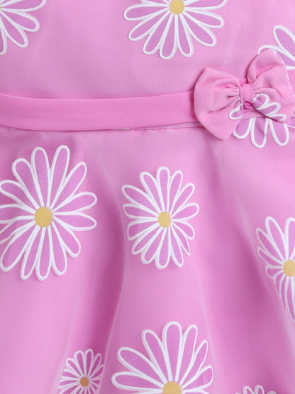 The Magic Wand Sleeveless Floral Printed Bow Detail Dress - Purple