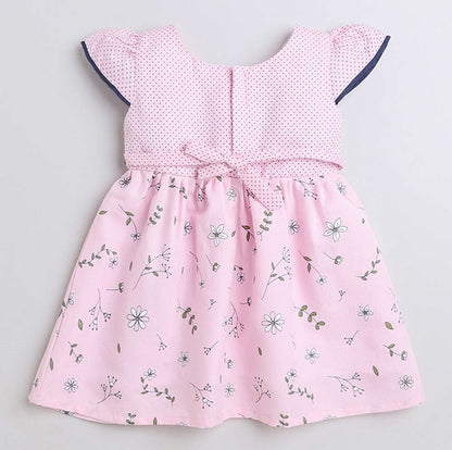 The Magic Wand Woven Cap Sleeves Printed Dress- Pink