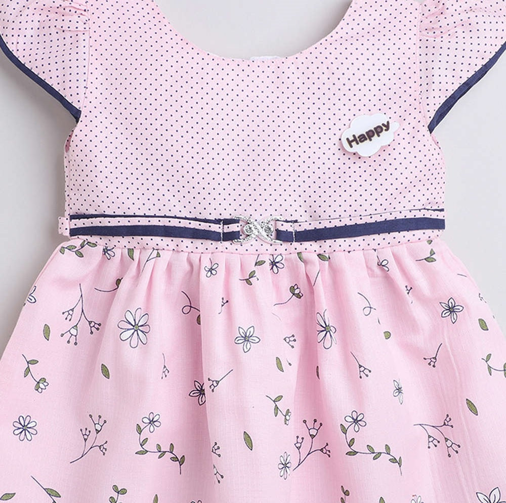 The Magic Wand Woven Cap Sleeves Printed Dress- Pink