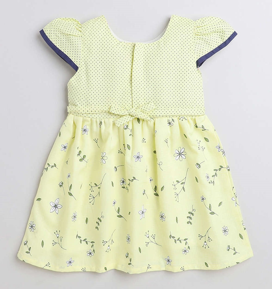 The Magic Wand Woven Cap Sleeves Printed Dress- Yellow