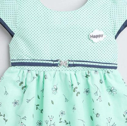 The Magic Wand Cotton Woven Floral Printed Flared Dress - Mint Green