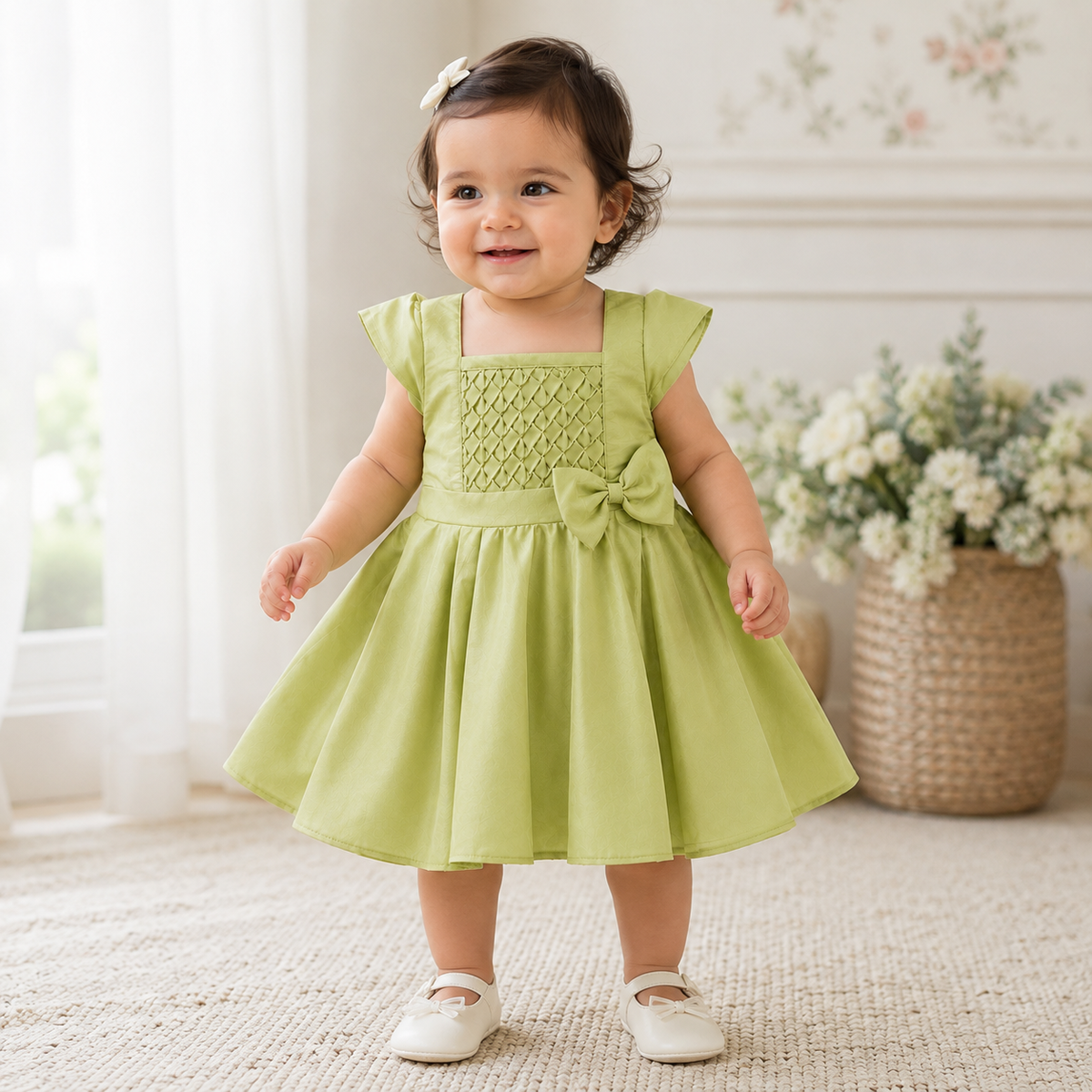 The Magic Wand Woven Cap Sleeves Fit & Flare Party Dress - Olive Green