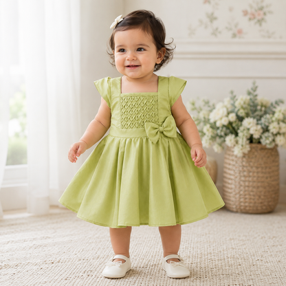 The Magic Wand Woven Cap Sleeves Fit & Flare Party Dress - Olive Green