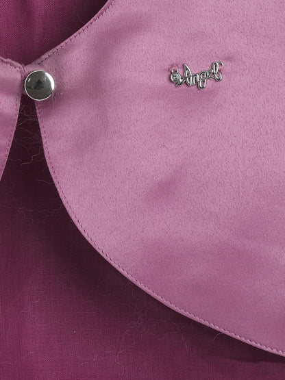 The Magic Wand Satin  Three Fourth Sleeves Solid Bolero Shrug With Brooch Pink