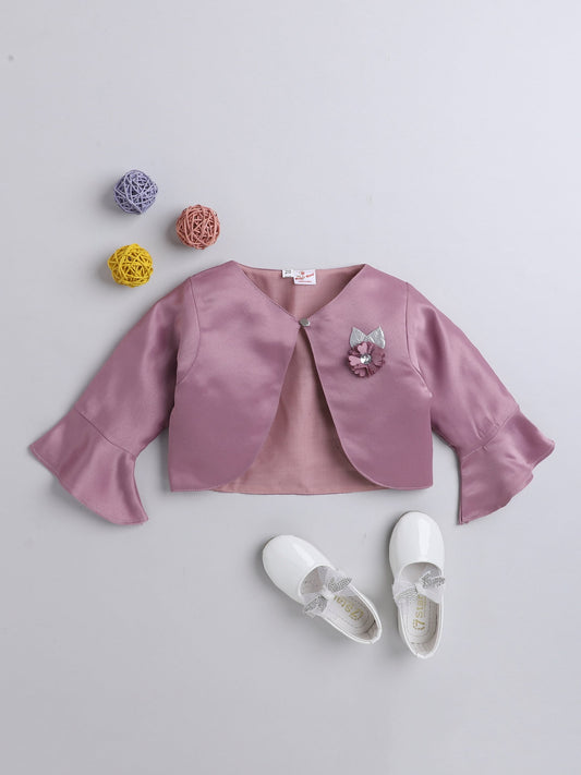 The Magic Wand 3/4th Sleeves Solid Shrug Pink
