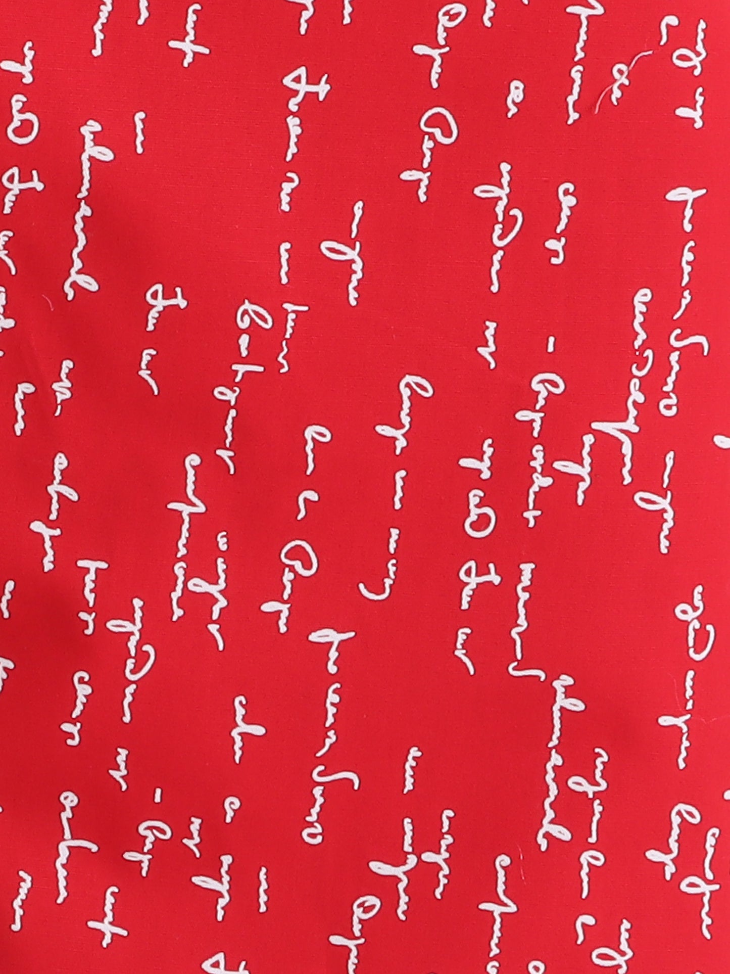Full Sleeves Cotton Text Printed Night Suit Set Red